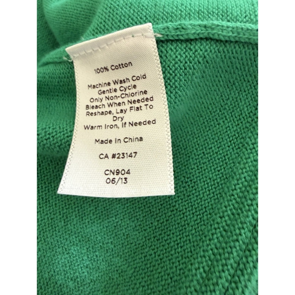 Talbots 100% Cotton Open Front Cardigan Sweater Green Medium Long‎ Sleeve - Picture 6 of 9